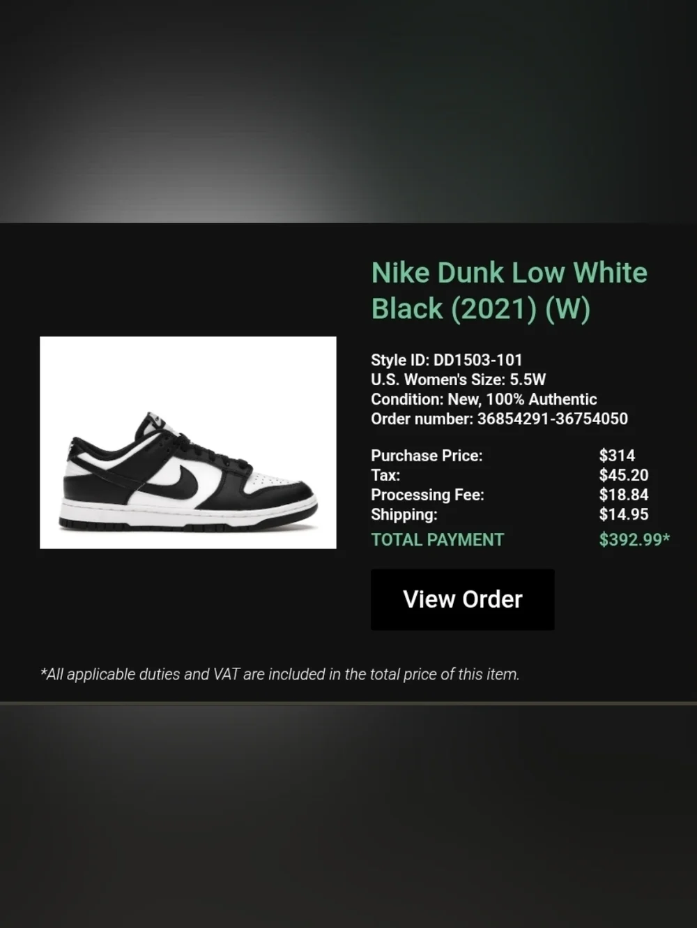 Womens' Nike Dunk Low Black Sneakers - Picture 2 of 9